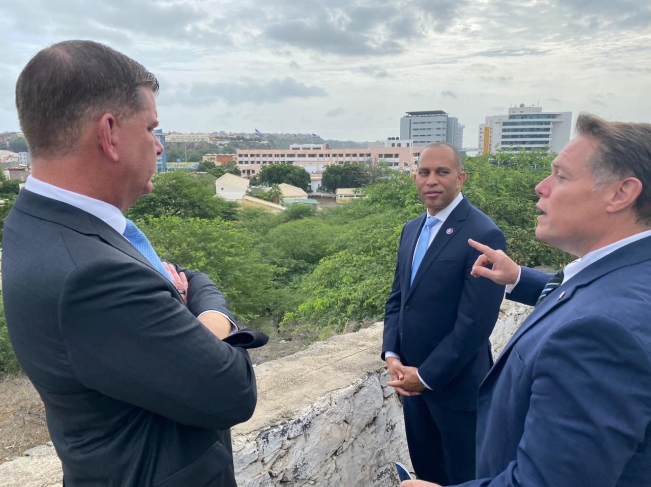 From left to right:&nbsp;Secretary Marty Walsh, Congressman Hakeem Jeffries and&nbsp;Ambassador Jeff Daigle