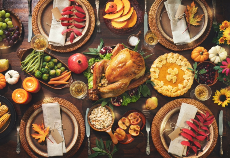 A table full of holiday dishes and treats